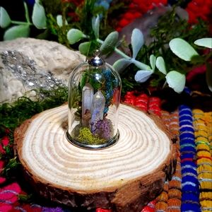 *SOLD*Crystal Garden Terrarium Pendant Necklace